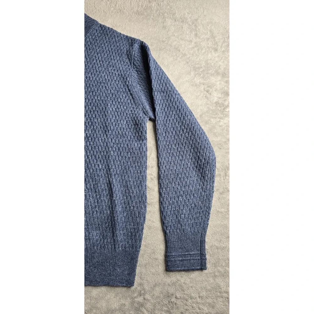 Line of Trade Sweater Mens Large Blue Wool Blend Cable Knit Long Sleeve Pullover